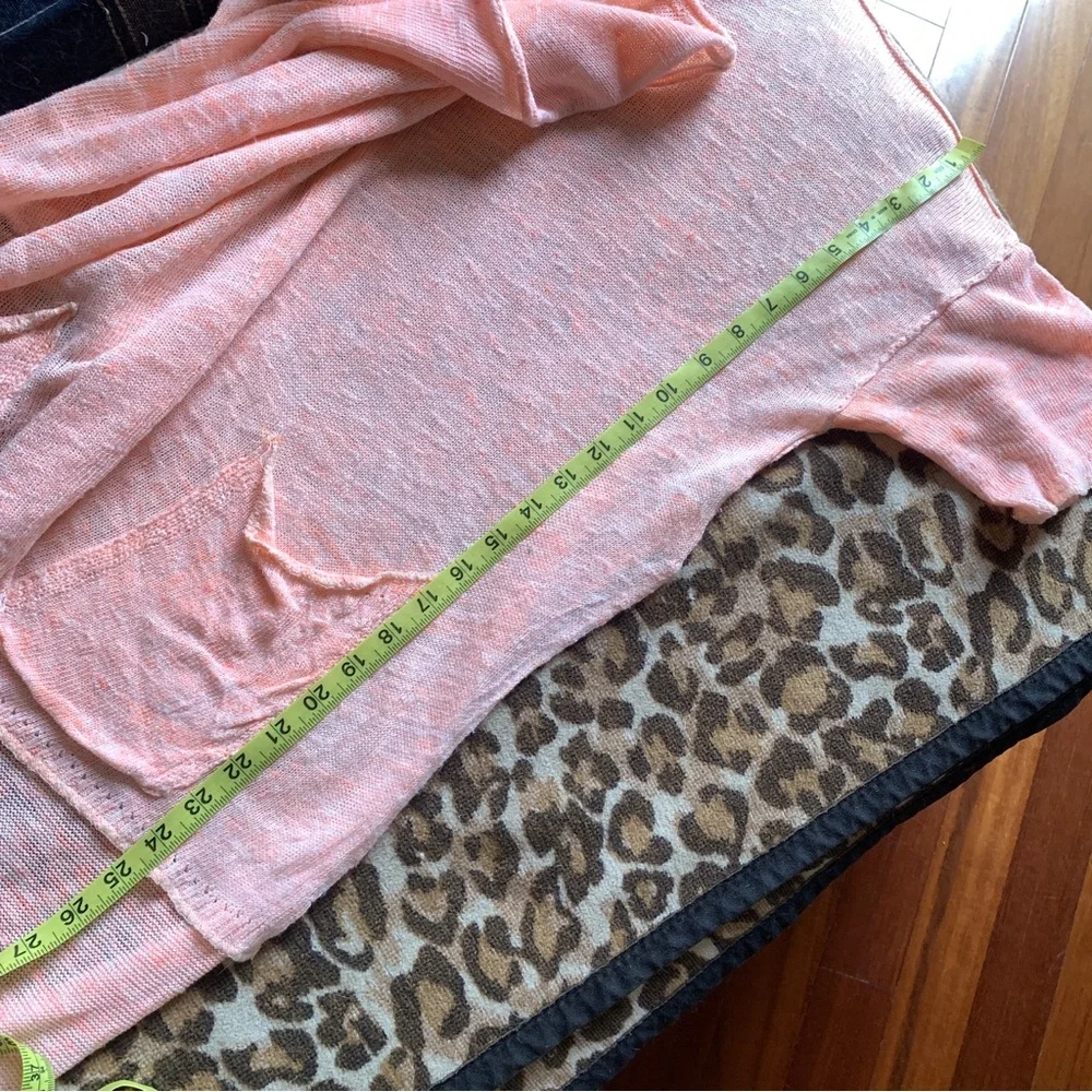 FREE PEOPLE high low pockets peach knit tunic top shirt XS coastal linen boxy - Picture 9 of 9